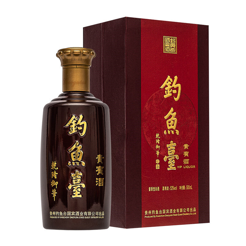 钓鱼台贵宾酒老版酱香型白酒53度500ml单瓶装