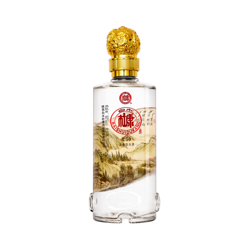 白水杜康新款u50山水情52度浓香型白酒500ml单瓶装