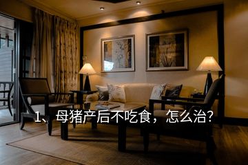 1、母猪产后不吃食，怎么治？