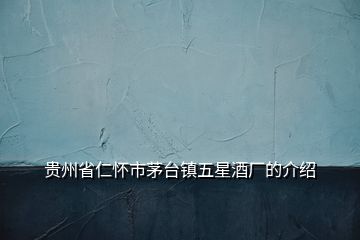 贵州省仁怀市茅台镇五星酒厂的介绍