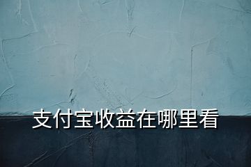 支付宝收益在哪里看