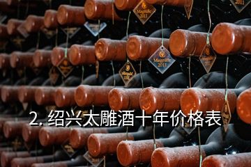 2. 绍兴太雕酒十年价格表