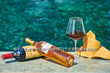 喝半斤白酒5小时后吹气53中间打1个点滴喝1瓶水血检大概是