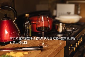 有谁知道苏东庭珠红酒啊听说是国内第一健康品牌听过的人帮忙回