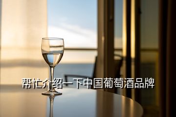 帮忙介绍一下中国葡萄酒品牌