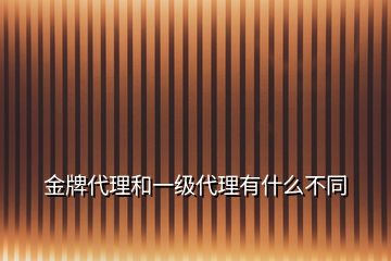 金牌代理和一级代理有什么不同