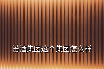 汾酒集团这个集团怎么样