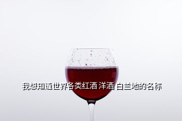 我想知道世界各类红酒 洋酒 白兰地的名称