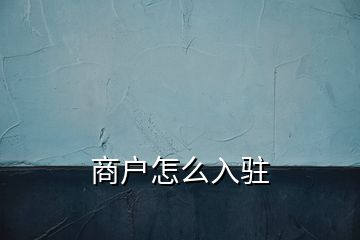 商户怎么入驻