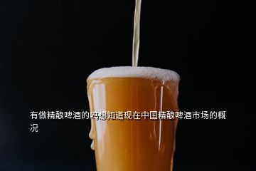 有做精酿啤酒的吗想知道现在中国精酿啤酒市场的概况