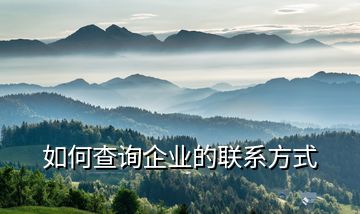如何查询企业的联系方式