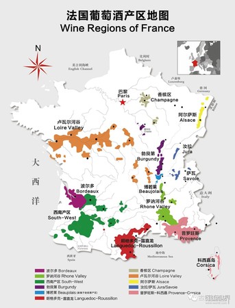 法国葡萄酒产区分布图(法国葡萄酒产地分布图)